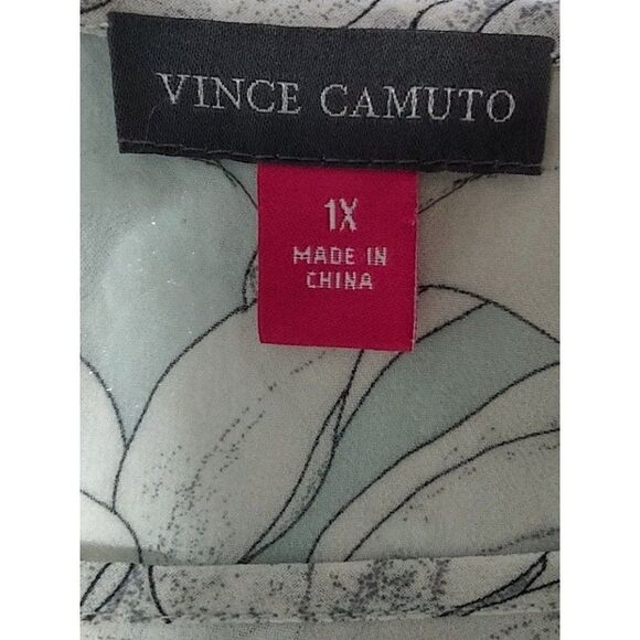Vince Camuto Light Green and Cream Floral Blouse Size 1X - Picture 6 of 11